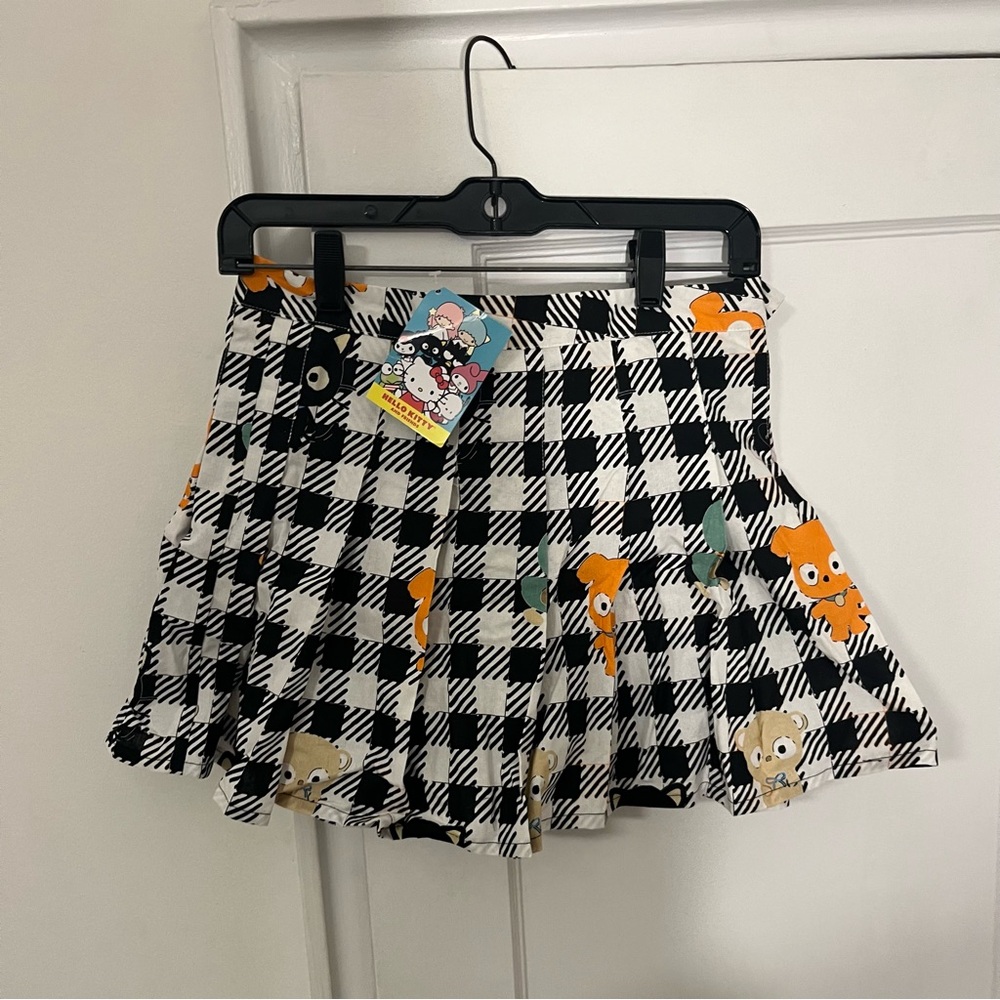 NWT - DUMBGOOD Chococat & Friends Houndstooth Pleated Miniskirt - L